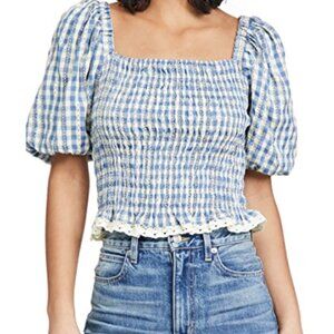 ENGLISH FACTORY Gingham Smocked Top Sz Medium